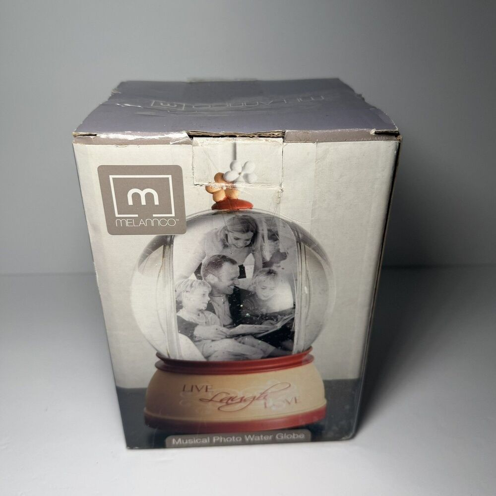 NIB Melannco Musical Photo Water Globe Live Laugh Love Gift Unique Display Big